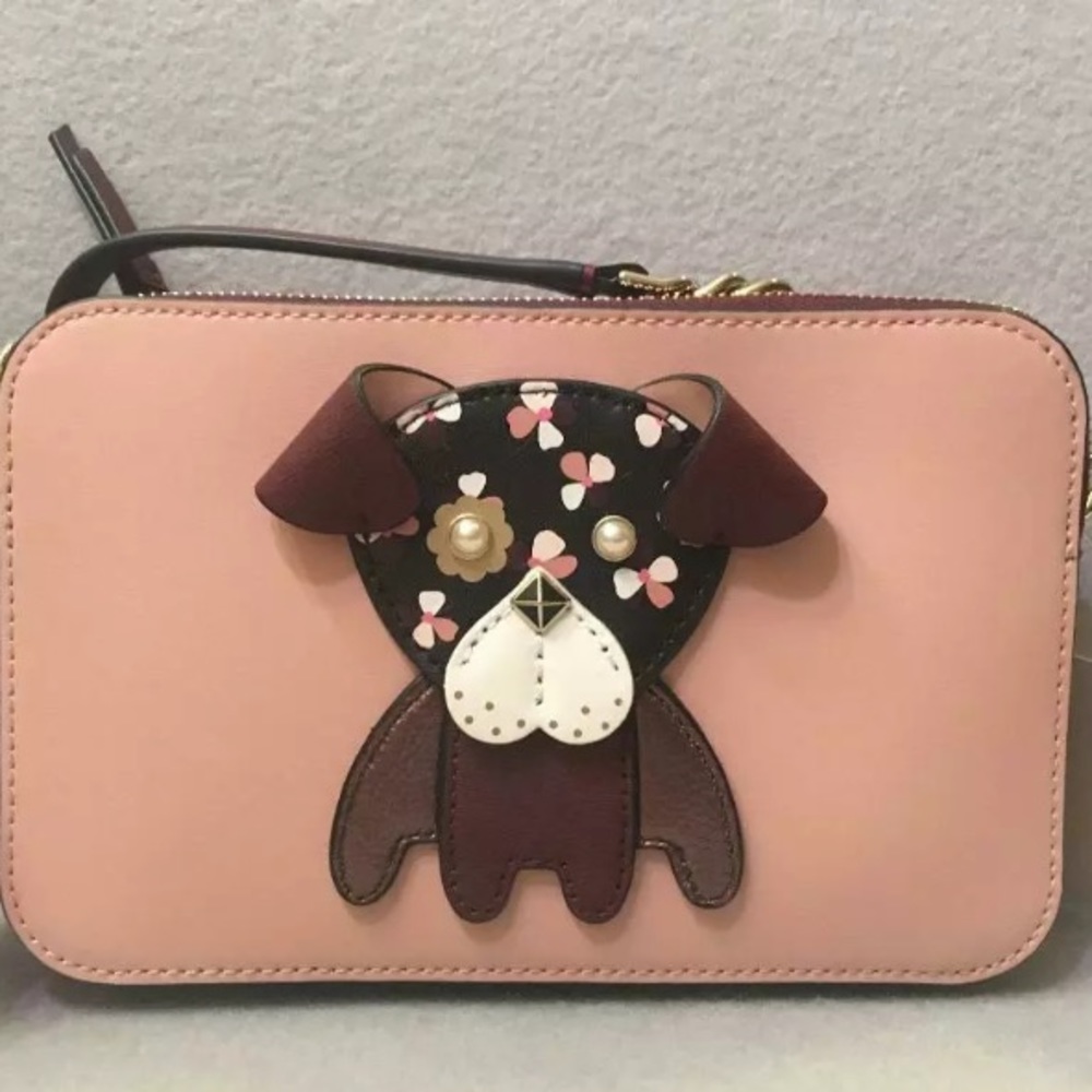 Kate spade floral pup crossbody double zip cherry - Picture 4 of 8